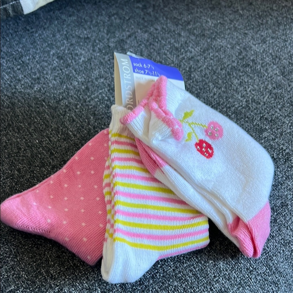 Nordstrom Pink and White Baby Socks Set